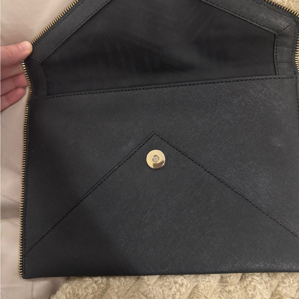 Rebecca Minkoff Black Clutch with Gold Accents - Picture 2 of 4